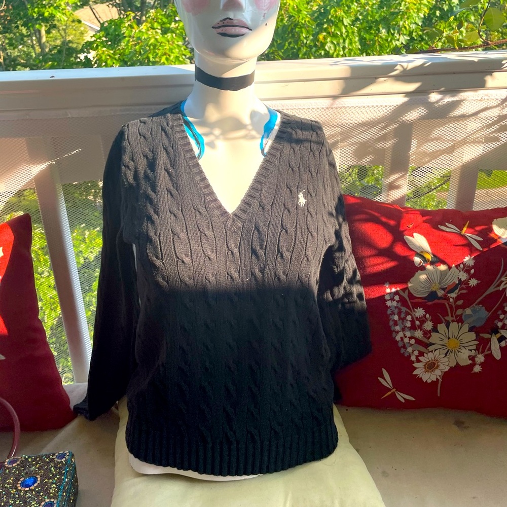 V-neck forest green sweate